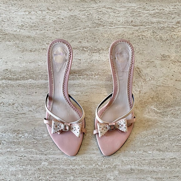 Vintage Dior Studded Bow Sandal Heels - Picture 1 of 7